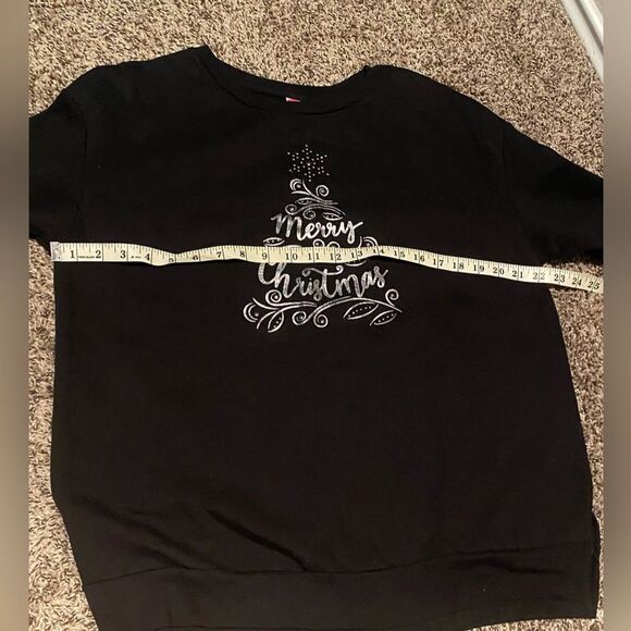 NWT Women’s Black Merry Christmas Holiday Tree Sweatshirt Size Large (12/14) - Picture 10 of 11